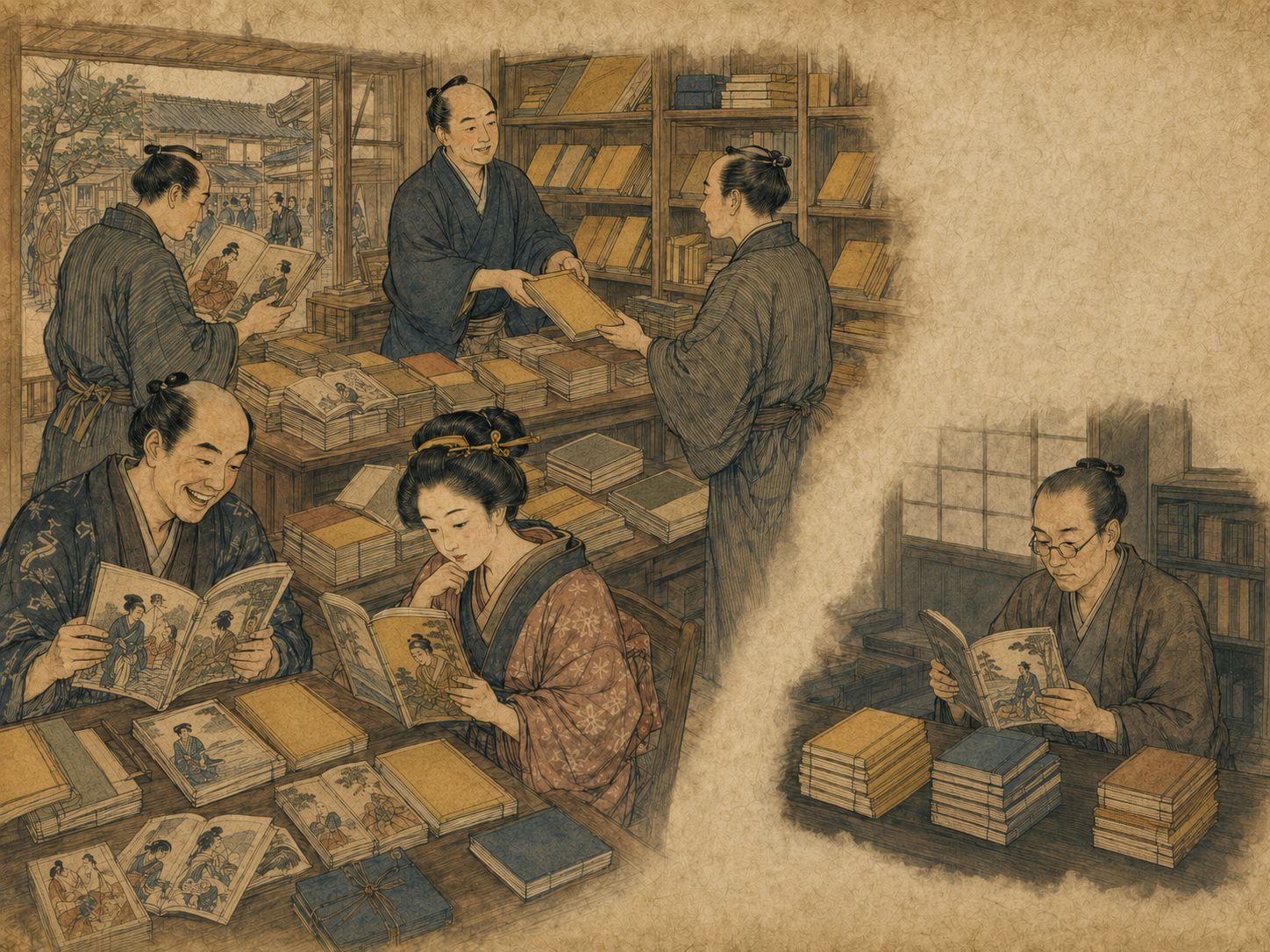 作図（AI生成）。しくみ。ただし、この分類はそのまま江戸の人々の意識だったわけではない。