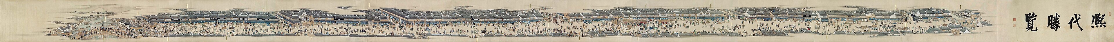 絵巻・熈代勝覧。日本橋の大通りと、その裏手に広がる町家の暮らし