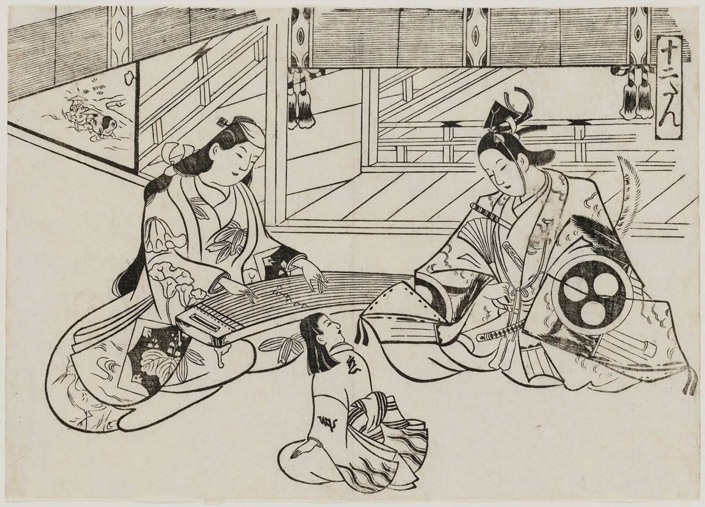 人形浄瑠璃の名場面を描いた奥村政信の版画