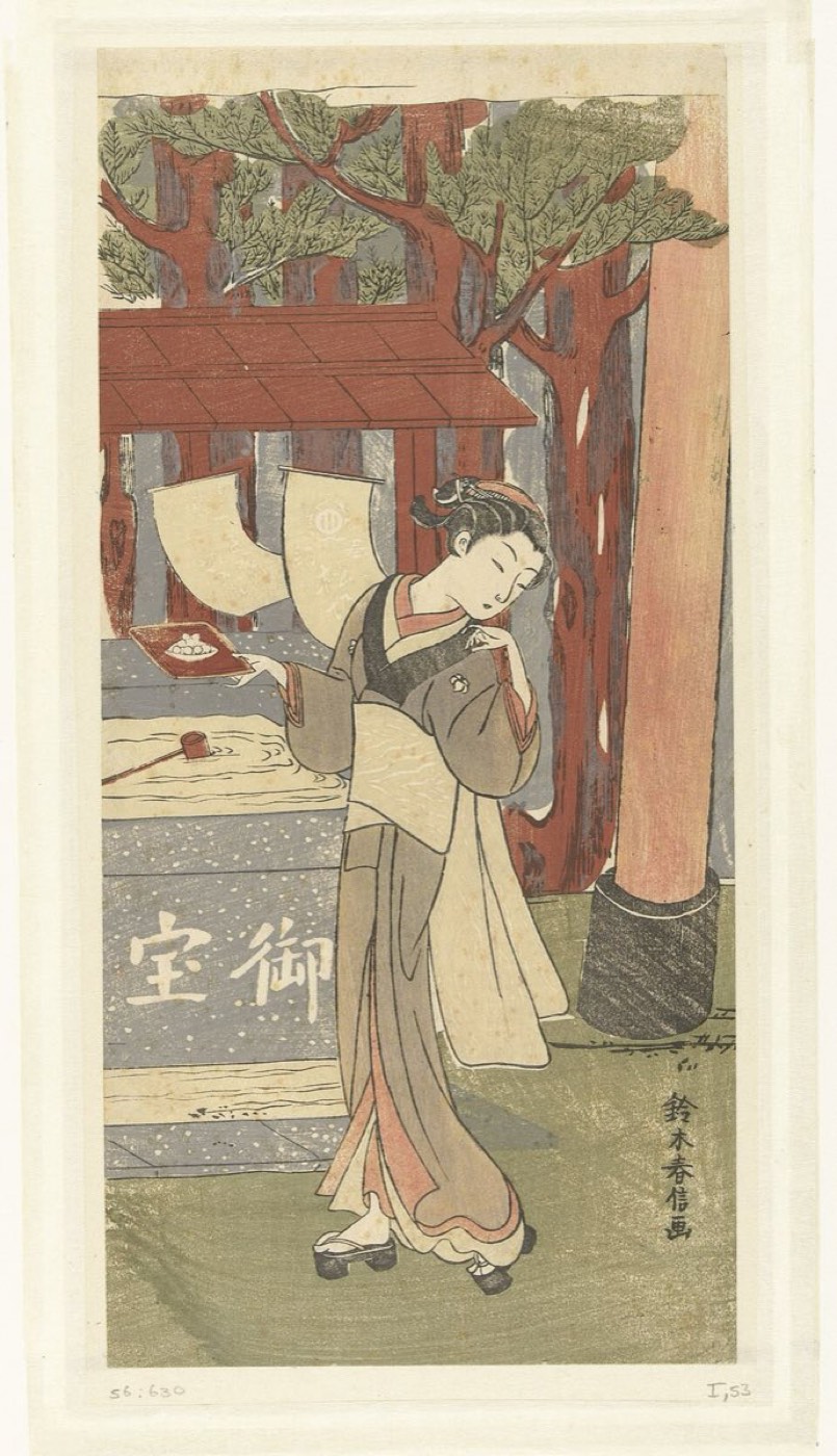 鈴木春信が描いた笠森稲荷前の茶屋娘・お仙