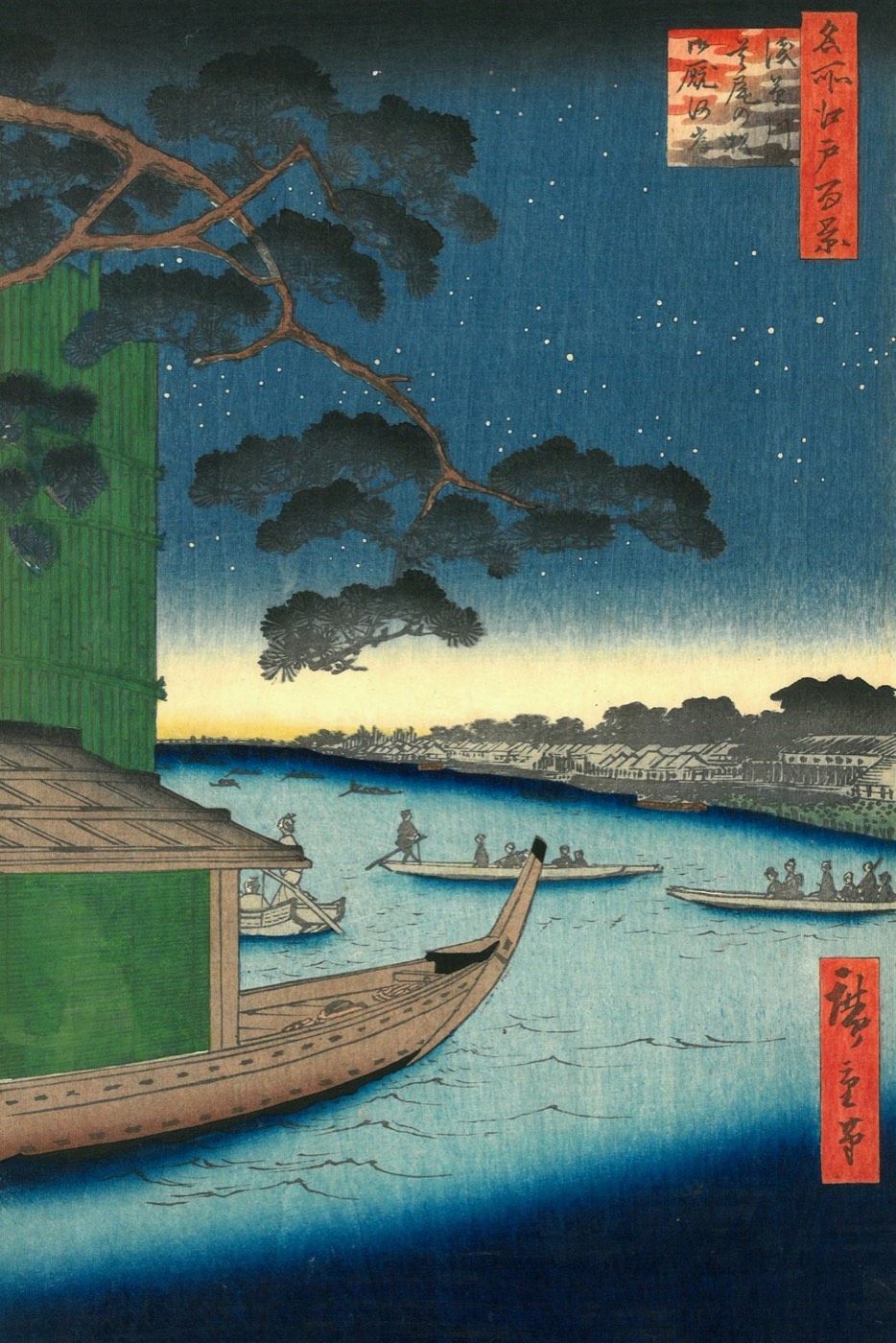 広重が描いた蔵前・御厩河岸の夜景